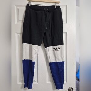 Ralph Lauren Black and White Colorblock Pullover with Shield Logo